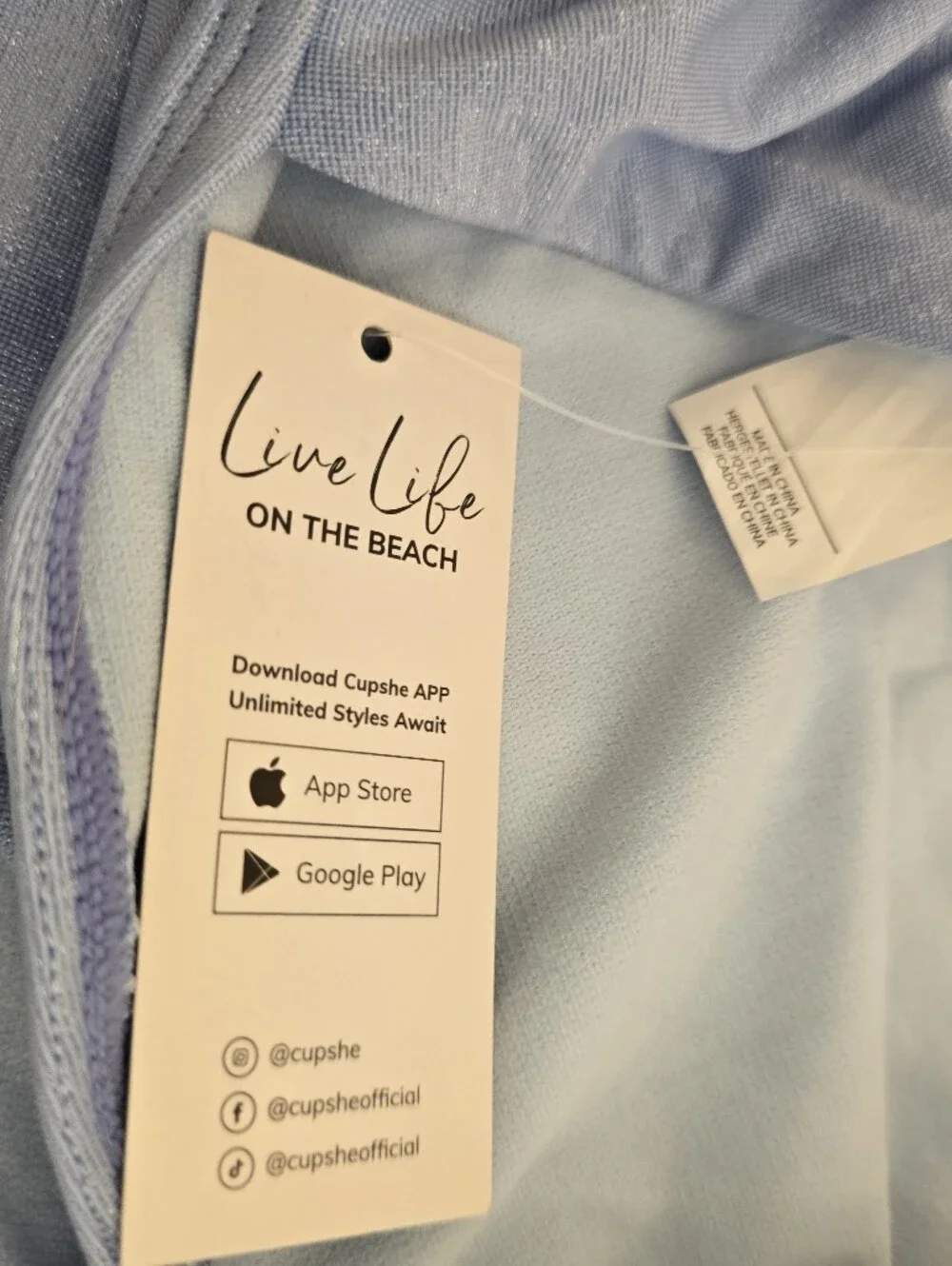 NWT! Cupshe Sparkle Halter One-Piece Swimsuit in Light Blue